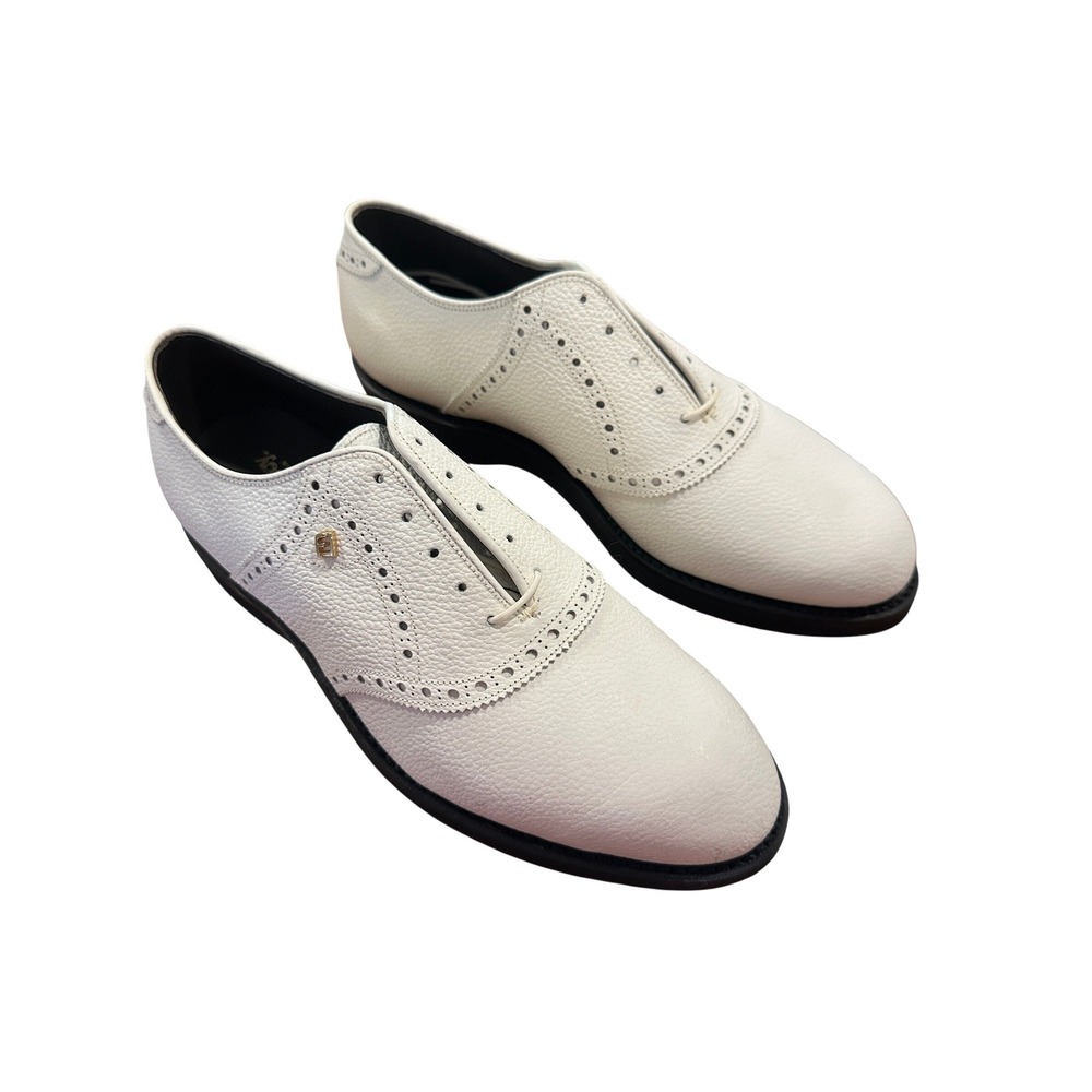Vintage FootJoy Classics Spikeless Golf Shoes Mens 8.5‎ Narrow White Leather USA